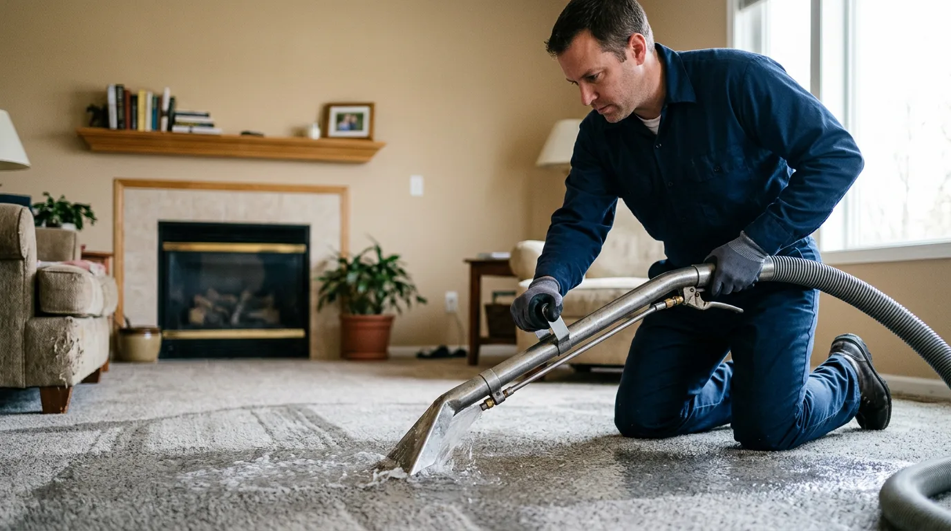 Water damage restoration technician working near Charleston, MS